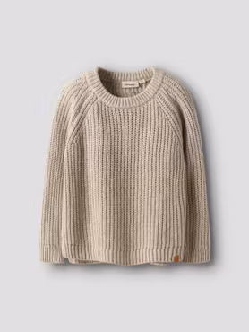 Matchat Set - Lil'Atelier LS Loose Knit Kids Oxford Tan Melange & Name it Cargo Twill Pant Brown