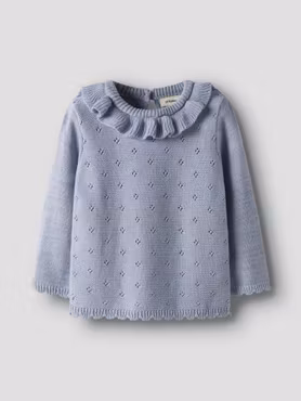 Matchat Set - Lil'Atelier Kids Knit Zen Blue & Name it Blue Demin Wide Pull Up Jeans