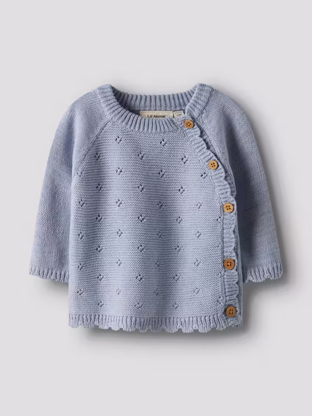 Matchat Set - Lil'Atelier Wrap Baby Knit Zen Blue & Name it Blue Denim Wide Pull Up Jeans