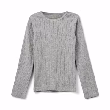 Matchat Set - Sofie Schnoor Petriciasy Pointelle Longsleeve Tee Grey & Name it Bootcut Pants Black