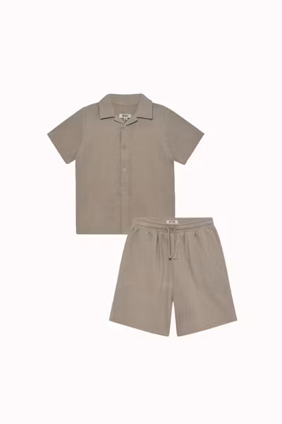 HUTTEliHUT - Set Muslin SS Shirt & Shorts - Moon Rock