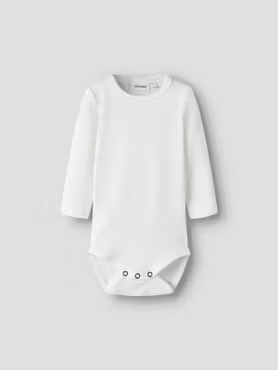 Matchat Set - Lil'Atelier Slim Solid Baby Body Coconut Milk & Copenhagen Colors Twill Baby Overalls Denim Blue Stripe