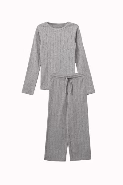 Sofie Schnoor - Piontelle Set Petriciasy Longsleeve Tee &  Lovask Byxa - Grey Melange