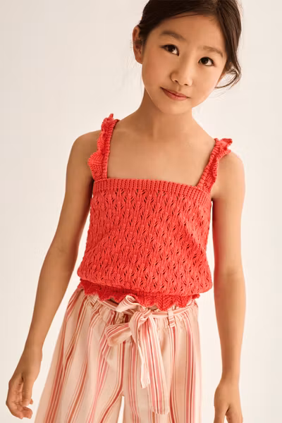 Cozmo - Lilyk Openwork Tricot Top - Tomato
