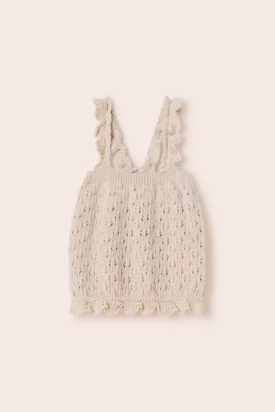 Cozmo - Lilyk Openwork Tricot Top - Ivory