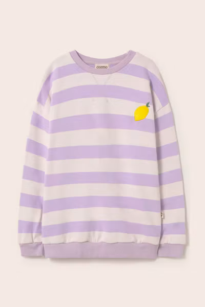 Cozmo - Dank Striped Cotton Fleece Sweatshirt - Lavender