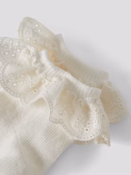 Lil'Atelier - 2pack Volang Baby Socks - Coconut Milk