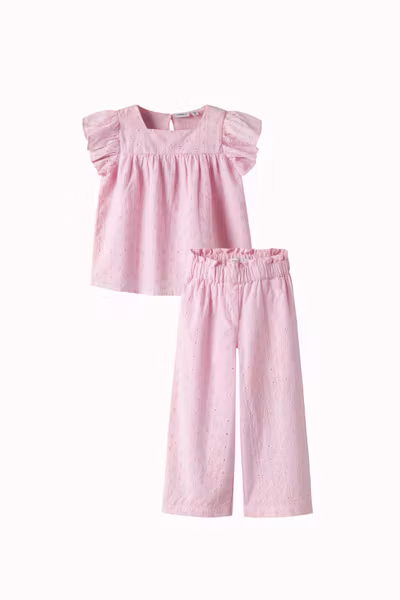 Name it - Set SS Pirouette Top Blouse & Wide Pants - Pink