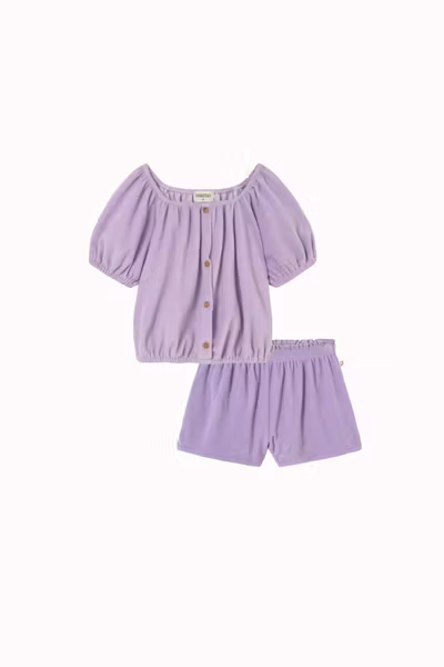 Cozmo - Set Judyk Cloth Top & Poppyk Shorts Soft Terry Cloth - Lavender