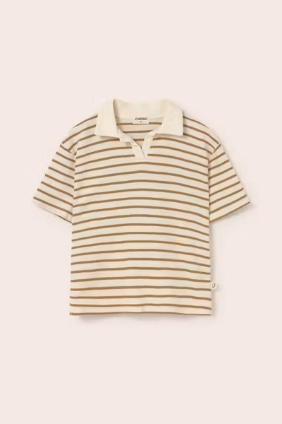 Matchat Set - Cozmo Drakek Striped Cotton Polo T-shirt Sand & Name it Tap Twill Pants Kelp