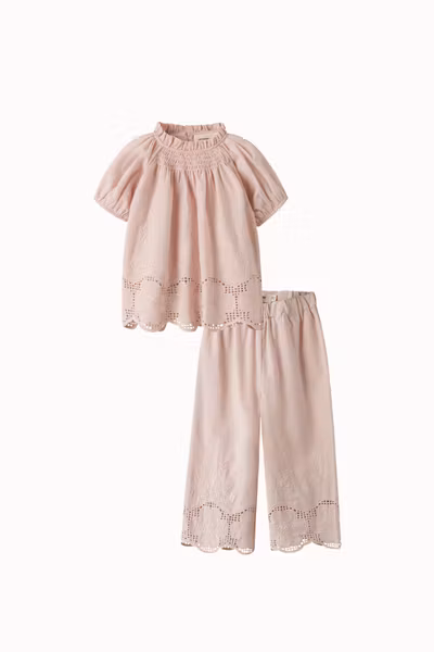Lil'Atelier - Set Dayana Loose Shirt Blouse & Wide Ancel Pants - Peach Whip