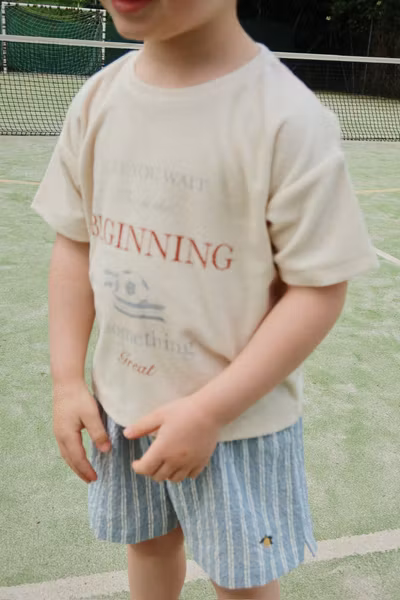 Konges Sløjd - Set Itty Tee Antique White & Elliot Shorts Trio Bleu Stripe