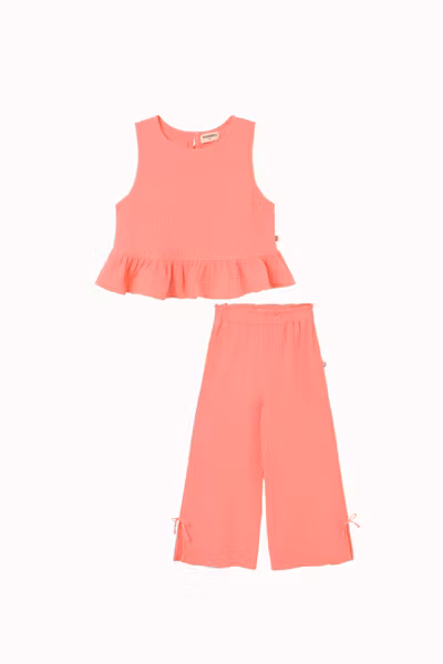 Cozmo - Set Blairk Top & Violetk Wide Pants Soft Gauze Cotton - Candy Pink