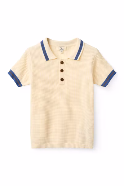 Copenhagen Colors - Knitted Pattern Polo Shirt - Cream