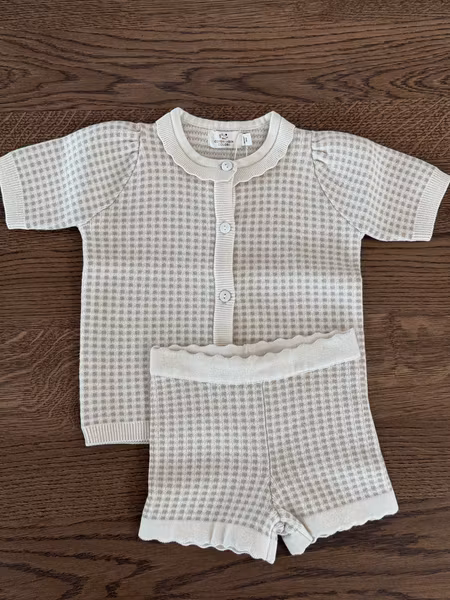 Copenhagen Colors - Set Check Jacquard Cardigan & Shorts - Beige