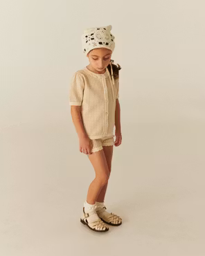 Copenhagen Colors - Set Check Jacquard Cardigan & Shorts - Beige
