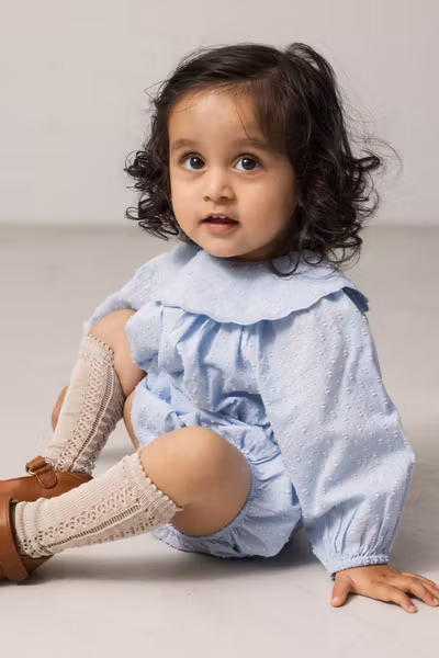 MarMar Copenhagen - Baby Body Romper Ritana Dobby - Windy Blue