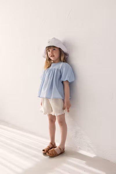 MarMar Copenhagen - Pala Frill Linen Shorts - Blue Mist