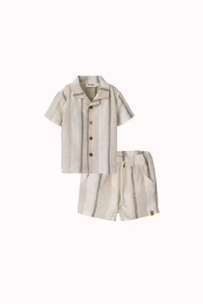 Lil'Atelier - Set Fibert SS Loose Baby Shirt & Shorts - Coconut Milk