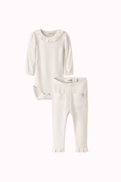 Lil'Atelier - Set Frijo LS Slim Baby Body & Leggings - Coconut Milk
