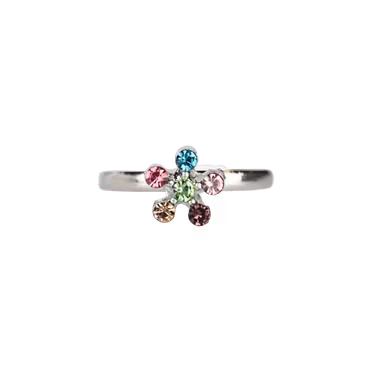 Busy Lizzie - Ring Rhinestone Multicolor Flower