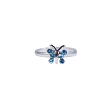 Busy Lizzie - Ring Rhinestones Light Blue Butterfly