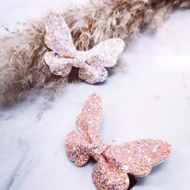 Busy Lizzie - Hair Clip - Butterfly White Glitter