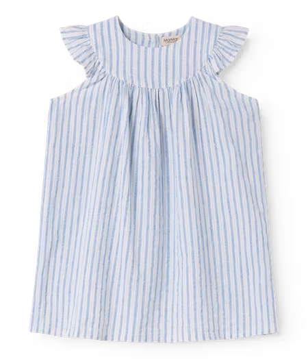 MarMar Copenhagen - Dhana Cotton Linen Kids Dress - Surf Blue Stripe