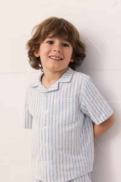 MarMar Copenhagen - Tage Cotton Linen Shirt - Surf Blue Stripe