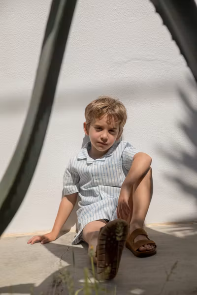 MarMar Copenhagen - Pinon Cotton Linen Shorts - Surf Blue Stripe