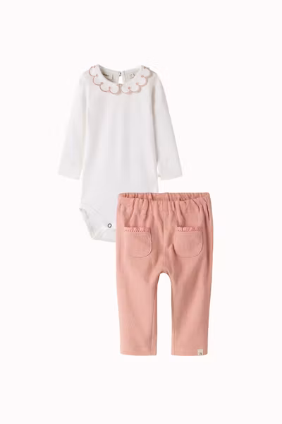 Lil'Atelier - Set Baby Fundo LS Slim Body & Halina Loose Pants - Rose Tan