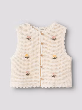 Lil'Atelier - Set Flora Knit Vest & Shorts - Coconut Milk