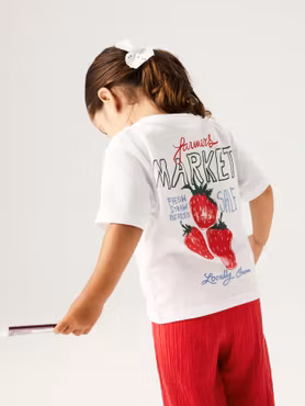 Matchat Set - Name it Jaysline Regular T-shirt Bright White & Copenhagen Colors Organic Quilted Denim Shorts