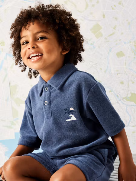 Name it - Jared SS Terry Polo T-shirt - Vintage Indigo