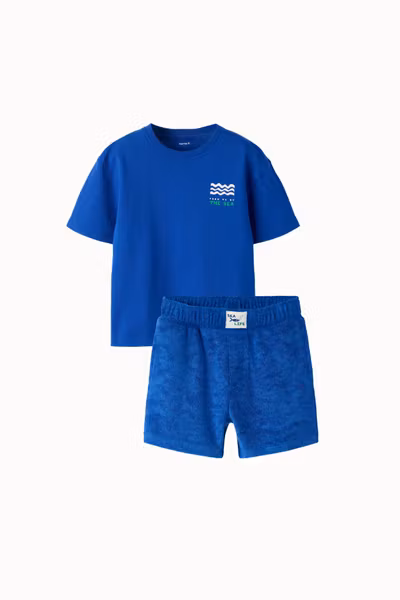 Name it - Set Hadu RLX Top & Huwel Terry Shorts - Surf the Web