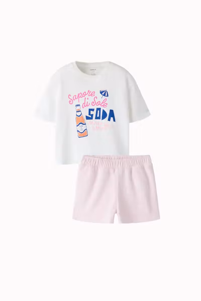 Name it - Set Frida SS RLX Top Cloud Dancer & Hildimar Terry Shorts - Fairy Tale