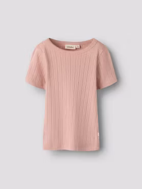 Matchande Set - Lil'Atelier Rachel SS Slim Top Misty Rose & Name it Bella Shaped Blue Denim Heart Jeans