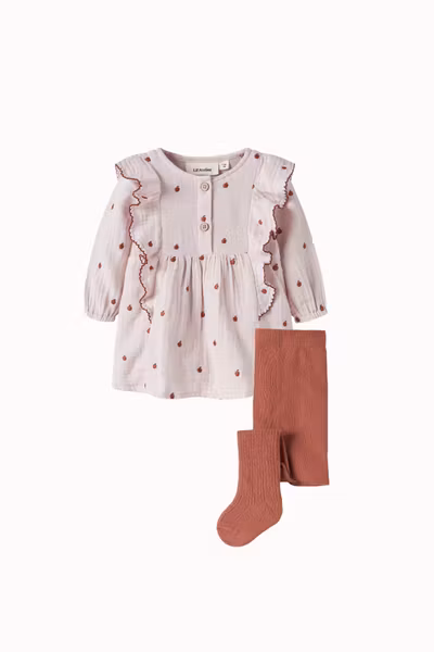 Lil'Atelier - Kamma LS Body Dress Hushed Violet & Baby Strumpbyxa Maple Syrup