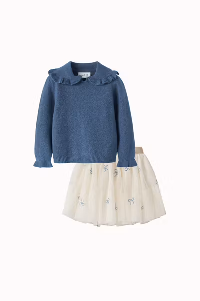 Name it - Set Kirstena LS Knit & Kira Tulle Skirt - Vintage Indigo