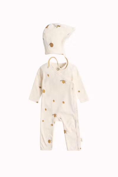 Konges Sløjd - Newborn Set Onesie & Helmet - Lemon