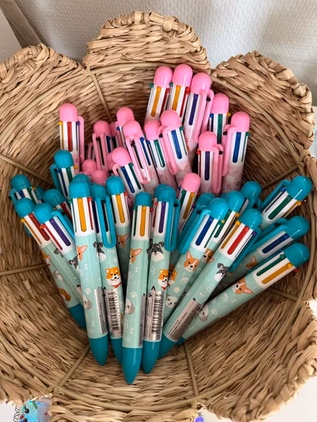 Penna 6 olika färger - Rosa Kanin