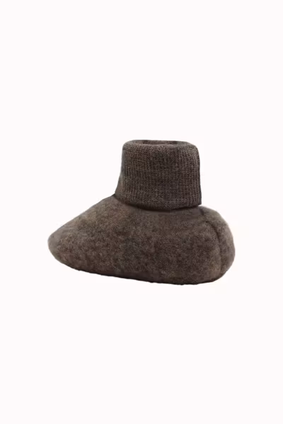 HUTTEliHUT - Footies Wool Fleece Tossor - Brown Melange