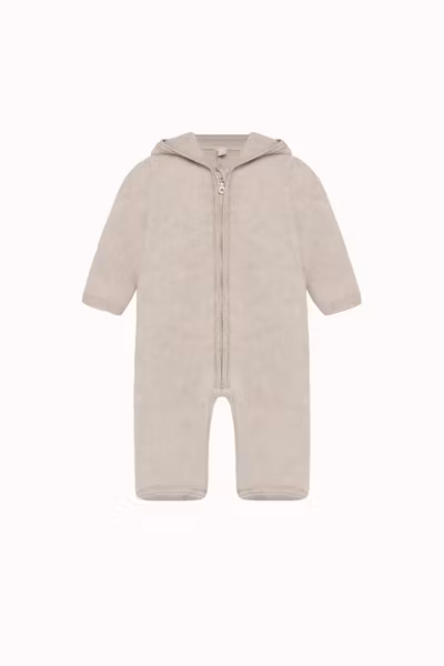 HUTTEliHUT - Pram Suit with Ears Wool Fleece - Camel Melange