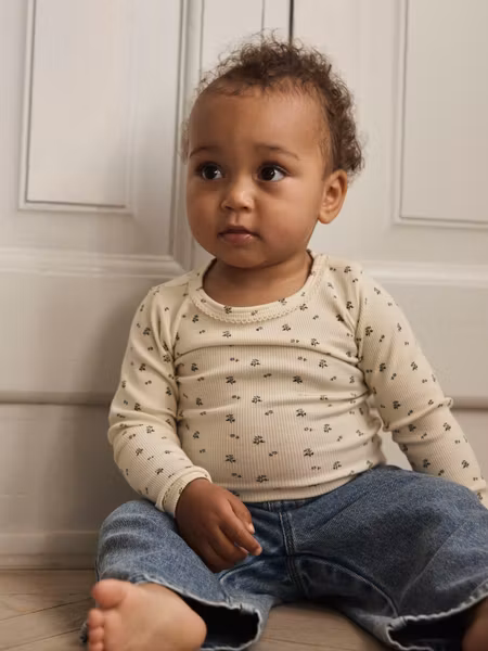 Lil'Atelier - Set Baby Lago Mau LS Slim Body Blue Flower & Karole Wide Jeans