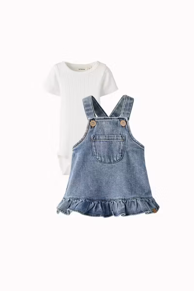 Lil'Atelier - Set Baby Rachel Slim SS Body Coconut Milk & Karole Denim Skirtall