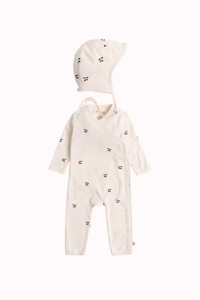 Konges Sløjd - Newborn Set Onesie & Helmet - Cherry