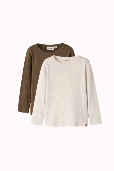 Lil'Atelier - 2 pack Gabo Bob LS Slim Top - Turtledove & Teak