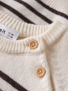 Name it - Stripea LS Baby Knit- Antique White