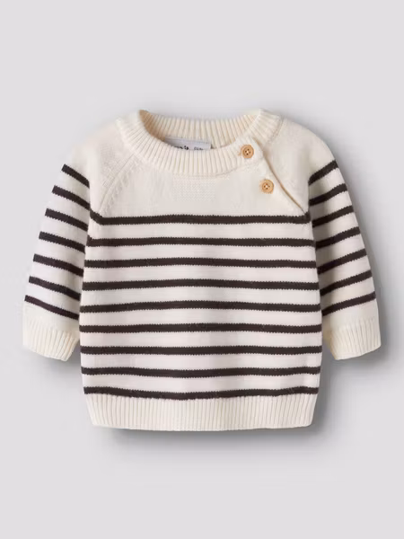 Name it - Stripea LS Baby Knit- Antique White