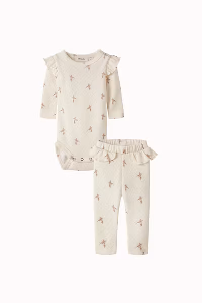 Lil'Atelier - Set Rachello Baby Tyl Slim Body & Sig Leggings - Turtledove Bird